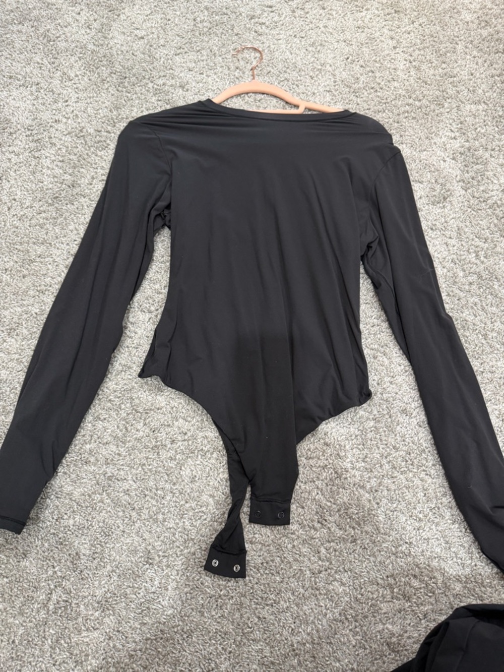 SKIMS Black Long Sleeve Bodysuit with Snap Closure